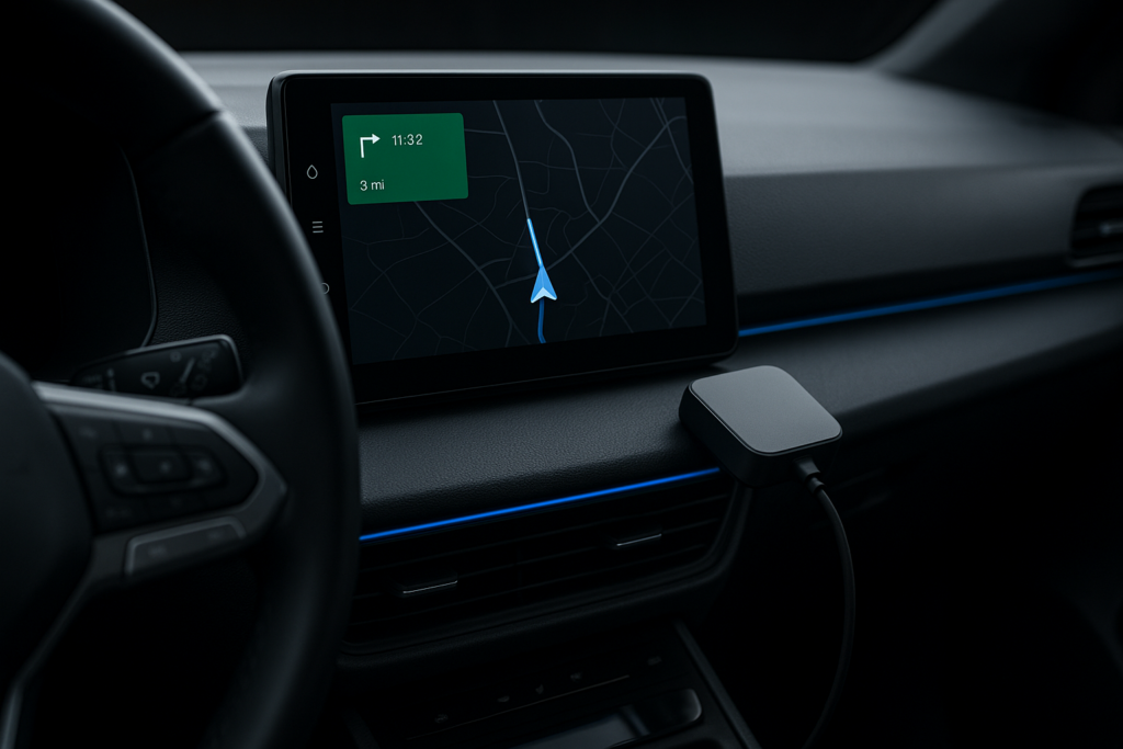 Draadloze Android Auto-adapter bij USB-poort tijdens reset en herverbinden